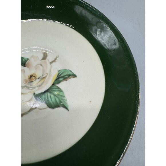 Jade Rose Crooksville Magnolia Green Trimmed Porcelain Bread Plates Set 2 READ - Picture 6 of 13